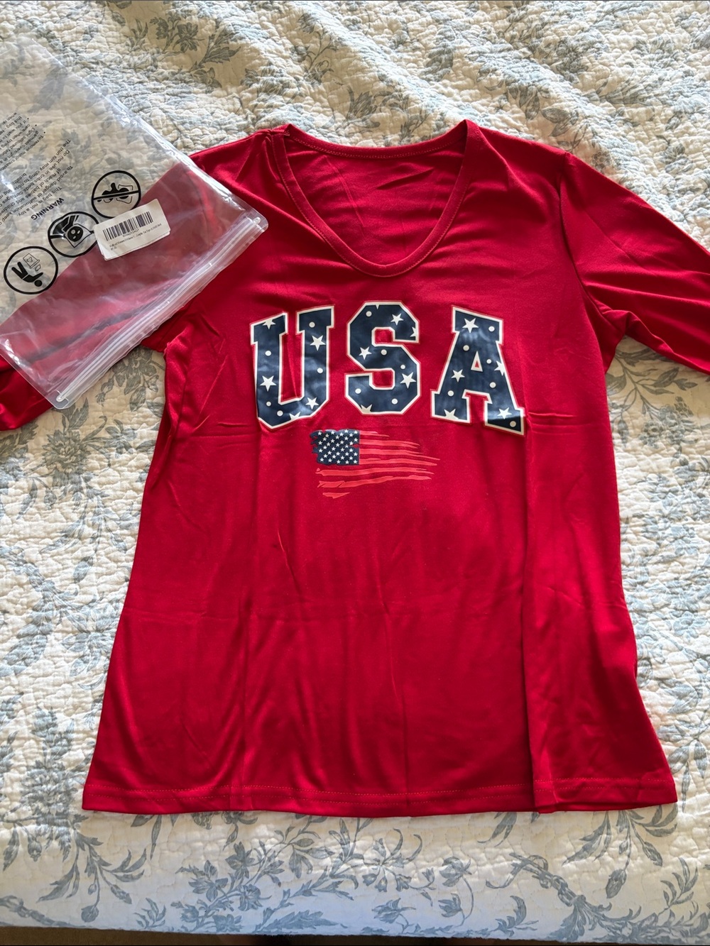 USA Graphic Red Long Sleeve Tee